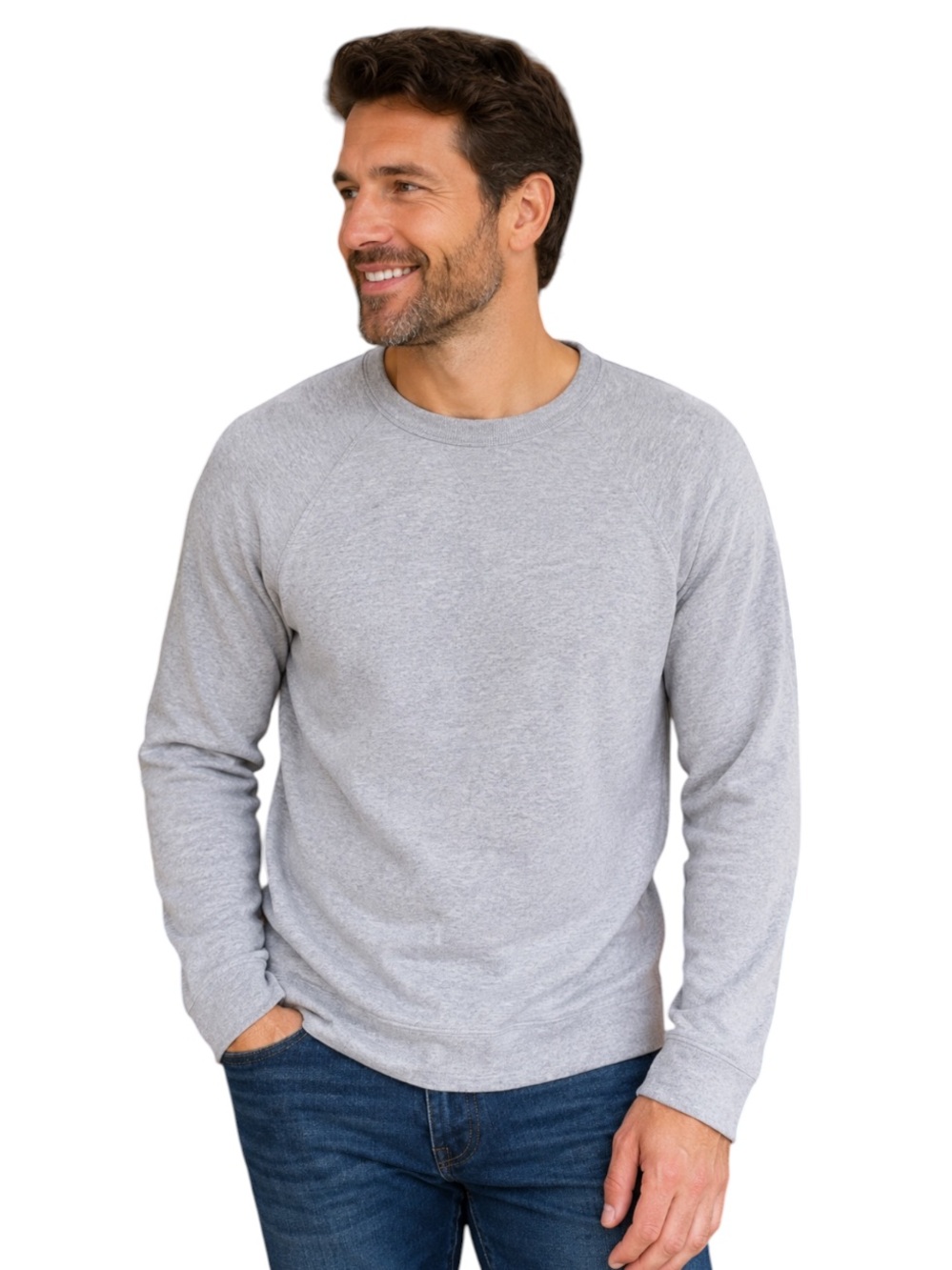 FRAME Light Gray Casual Long Sleeve Raglan Crewneck Pullover Top Men XL 
EE